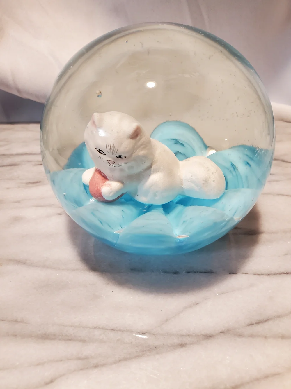Vintage St. Clair Art Glass Sulphide Cat Paperweight -no Markings Second